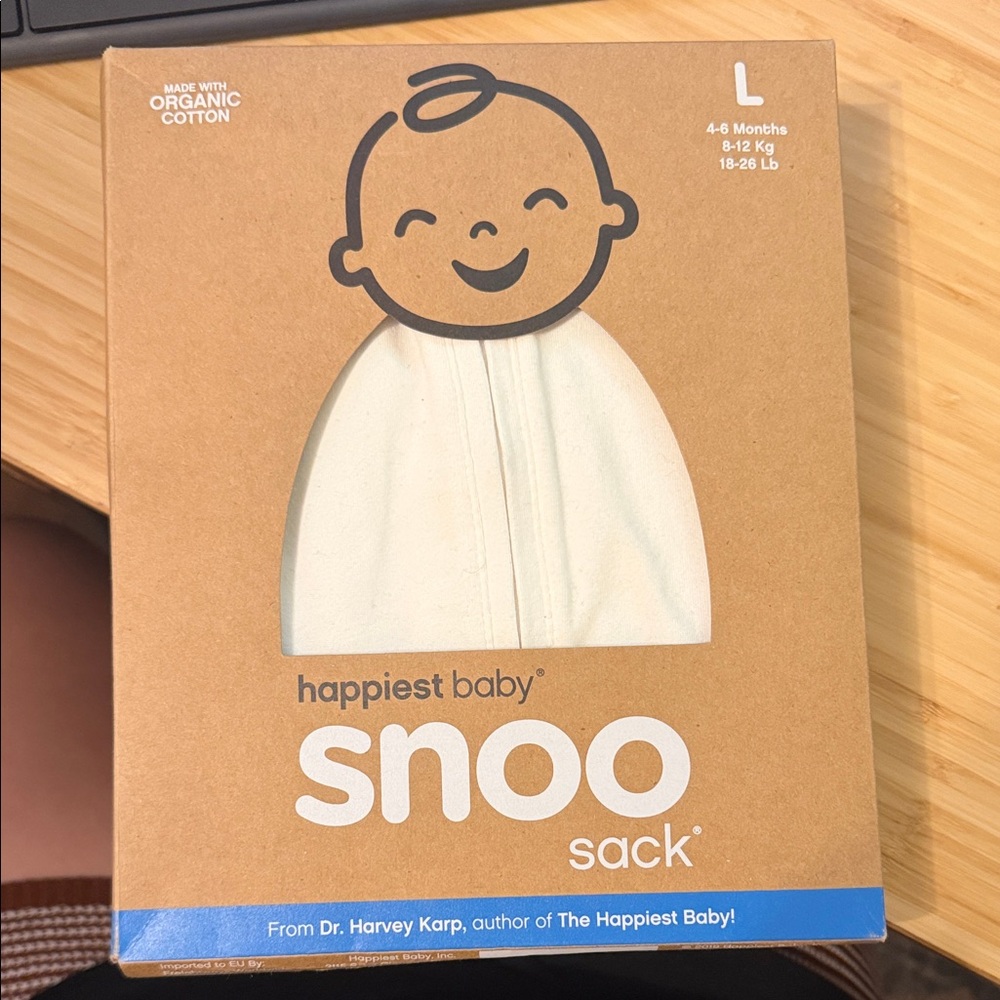 New in Box - happiest baby SNOO Sack Organic Cotton Baby Sleep Sack - Cream - L